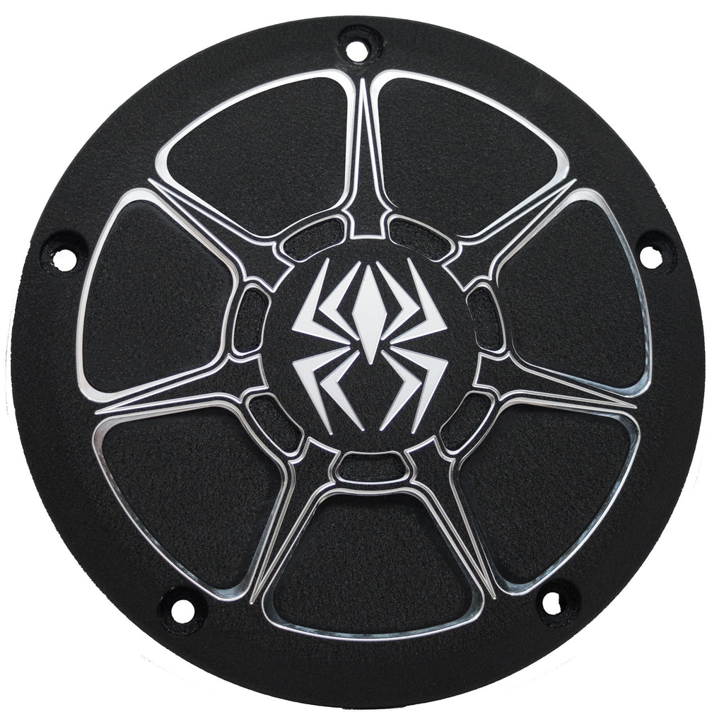 Rekluse Derby Cover Black Wrinkle XL engine cover for Harley-Davidson 2004 and up motorcycles, featuring textured black finish.