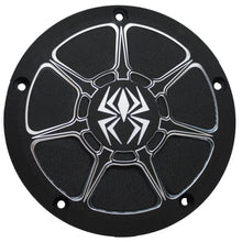 Load image into Gallery viewer, Rekluse Derby Cover Black Wrinkle XL engine cover for Harley-Davidson 2004 and up motorcycles, featuring textured black finish.