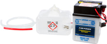 Load image into Gallery viewer, Fire Power 6V battery with acid, model 6N4C-1B, showing the battery's compact shape and terminals for automotive or marine use.