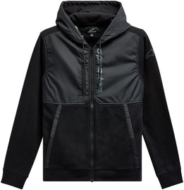 Alpine Star Aligned Hoodie in black with logo, shown on a person, size XL, casual fit, comfortable and stylish for everyday wear.