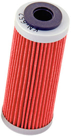 K&N oil filter 56-0652, a high-performance automotive oil filter with a black rubber seal and metal body for engine protection.