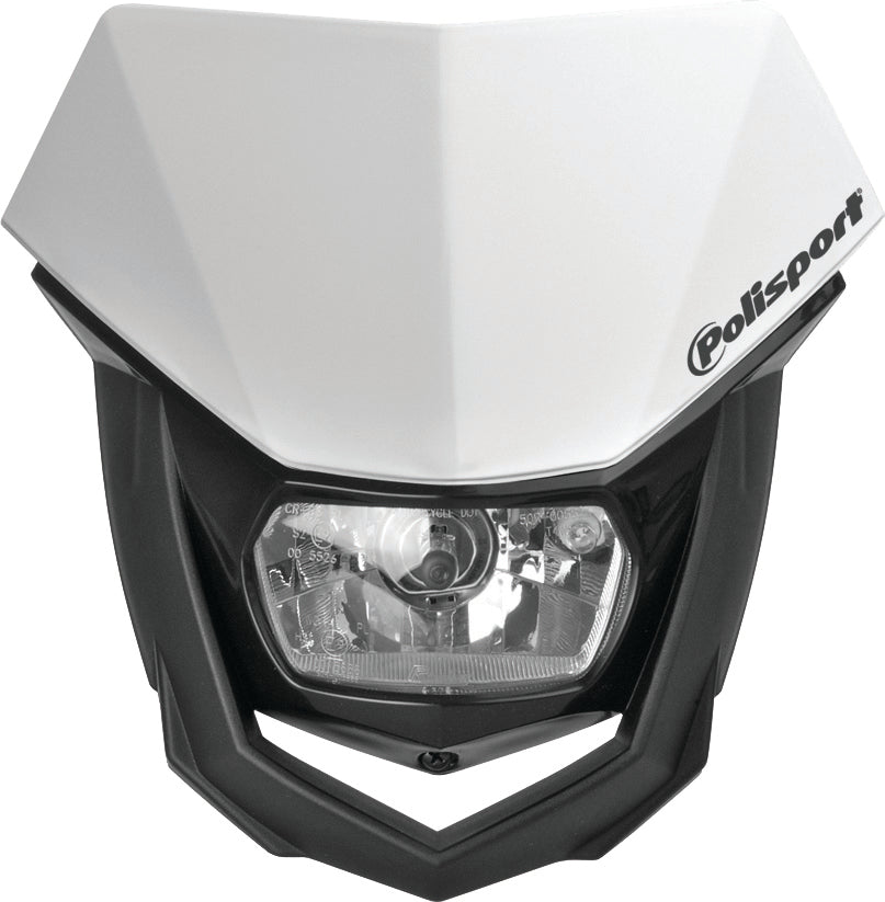 Polisport Plastics white and black headlight halo for 64-6921 motorcycle or bike, showcasing its sleek design and color.