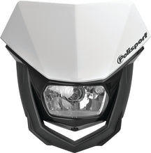 Load image into Gallery viewer, Polisport Plastics white and black headlight halo for 64-6921 motorcycle or bike, showcasing its sleek design and color.