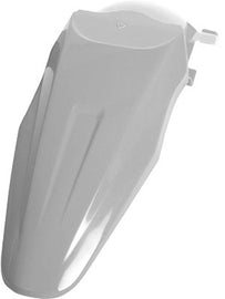 Acerbis white rear fender for motorcycles, featuring a sleek, durable design with mounting points visible in the image.