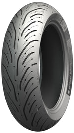Michelin Pilot Road 4 scooter rear tire 160/60R14, radial tubeless, black rubber with tread pattern, sidewall markings visible.