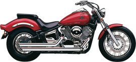 Cobra Speedster Slashdown exhaust for Yamaha V-Star 1100 1999-2009, shown in a sleek black finish with chrome accents.