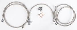 Streamline brake line with three lines for Yamaha Standard+2, showing the metal brake hose and fittings on a white background.