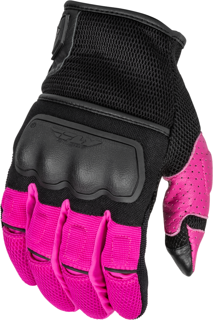 Fly Racing Women's Coolpro Force Gloves in black and pink, size large, featuring padded palms and breathable fabric.