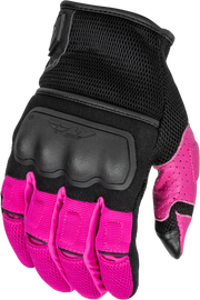 Fly Racing Women's Coolpro Force Gloves in black and pink, size large, featuring padded palms and breathable fabric.
