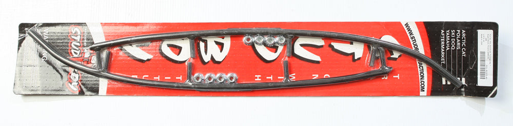 Stud Boy 4-inch round ski carbide runners, designed for snowmobile skis, with durable metal construction for enhanced performance.