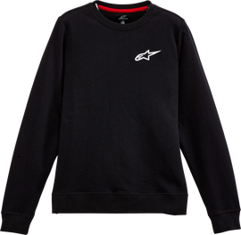 Alpine Star women's Ageless Chest Crew Fleece in black, size large, featuring a cozy crew neck and soft fleece material.
