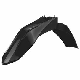 Polisport Plastics black front fender for Gas 64-868476 motorcycle, showing smooth curved plastic design