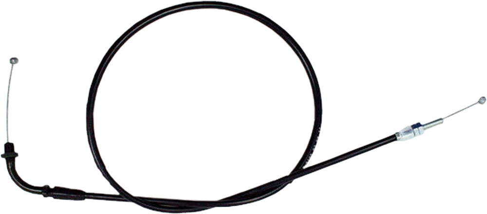 Motion Pro black vinyl throttle pull cable 70-2102 for motorcycle control lines, showing the flexible cable with fittings.