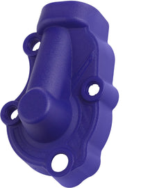 Polisport Plastics water pump cover for Yamaha engine, blue plastic part with detailed design and branding markings.