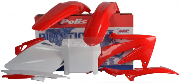Red Polisport Plastics plastic body kit with sleek panels and contours for motorcycle or dirt bike, part number 64-90125.