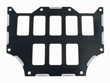 Load image into Gallery viewer, ModQuad 8-position black switch panel center for electrical systems, with labeled switches and mounting holes.