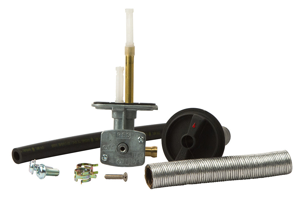 All Balls Fuel Valve FS101-0041 for intake and carburetor fuel systems, close-up of the black plastic fuel valve with metal fittings.