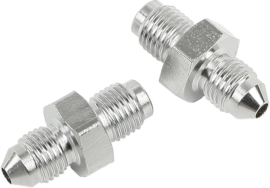 Goodridge JIC to -3 brake tube adapter pair in chrome, with 3/8-24 male fittings for automotive brake systems.