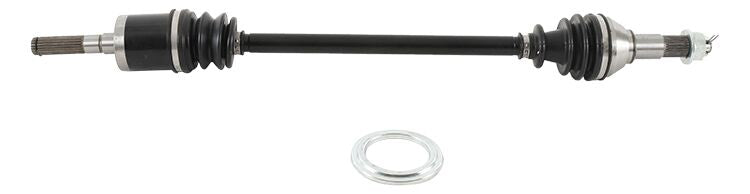 All Balls heavy duty front axle with six ball design, showcasing metal construction and durability for off-road or motorcycle use.