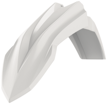 Load image into Gallery viewer, White Polisport Plastics front fender for Beta motorcycles, featuring a sleek design and durable plastic construction.