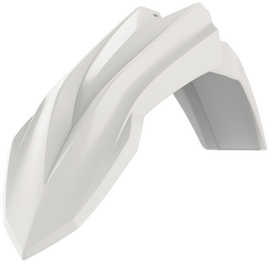 White Polisport Plastics front fender for Beta motorcycles, featuring a sleek design and durable plastic construction.
