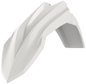 White Polisport Plastics front fender for Beta motorcycles, featuring a sleek design and durable plastic construction.