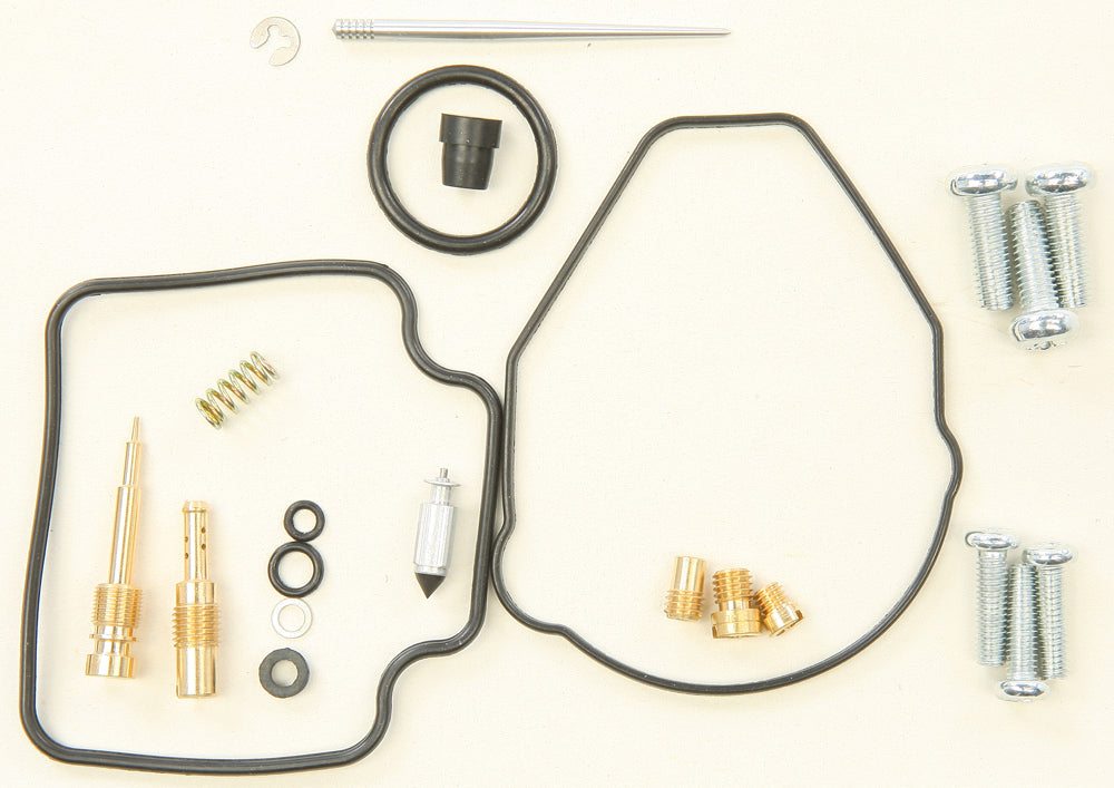 All Balls carburetor repair kit for intake and fuel system, with assorted gaskets and components, in a clear sealed package.