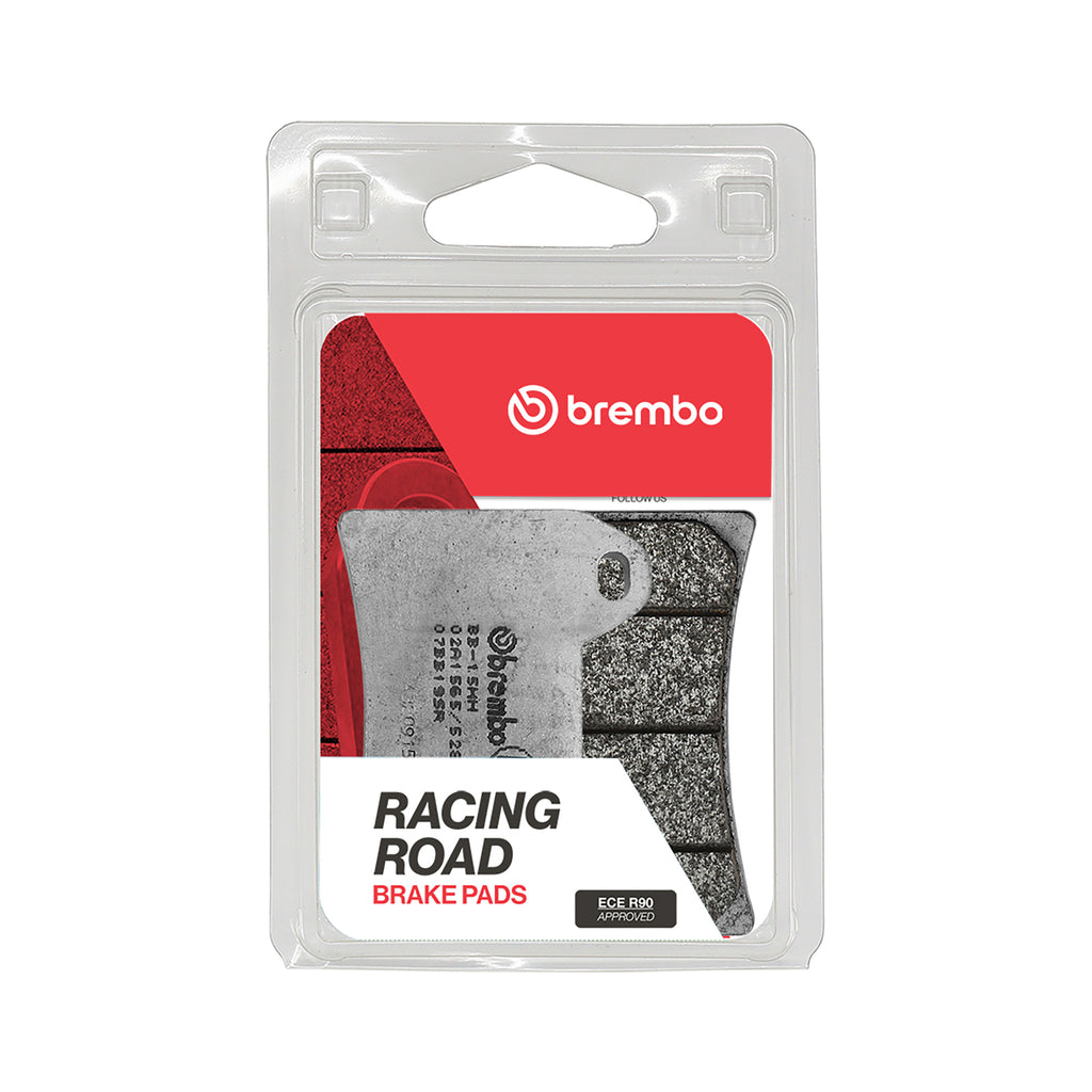 Brembo Xtra Sr Sintered Brake Pads for high-performance braking, shown in black with Brembo branding and metal backing plates.