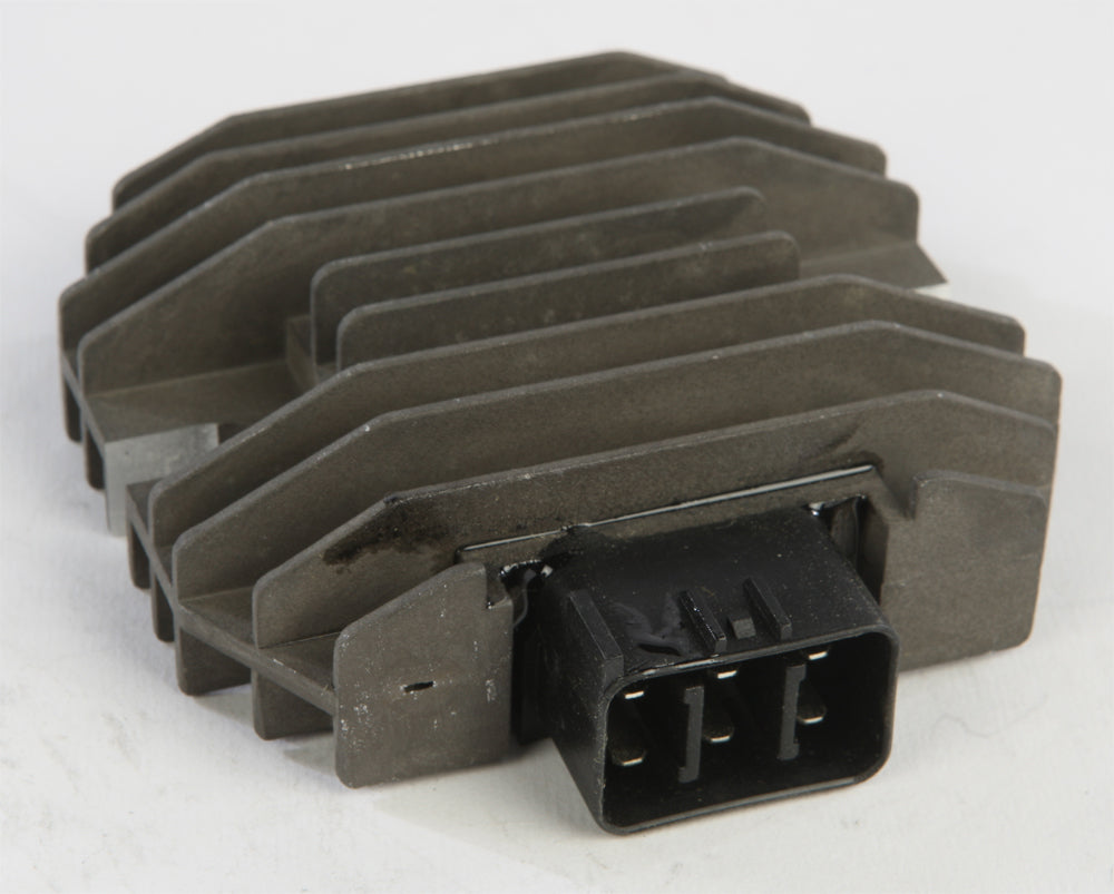 Ricks Motorsport Electric regulator and rectifier for motorcycle electrical systems, showing metal and electronic components.