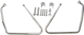 Chrome HardDrive saddlebag supports for early Sportster, designed for secure luggage mounting on motorcycle.