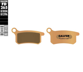 GALFER Sintered brake pads FD265G1396 for motorcycle brakes, showing the durable brake pad with metal backing plate.