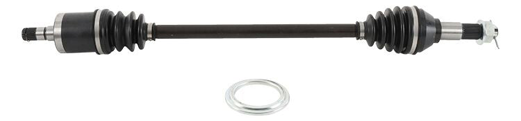 All Balls 8 Ball Extreme Axle front view showing the durable metal construction and detailed branding on the axle.