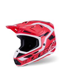 Alpine Star Sm7 Deed helmet in red, black, and white glossy finish, XL size, shown from a front angle.