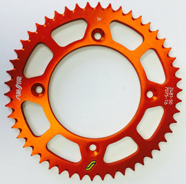 Sunstar aluminum rear sprocket 50-tooth for Husqvarna and KTM motorcycles, designed for 428 chain systems.