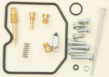 Load image into Gallery viewer, All Balls Carburetor Repair Kit for intake and fuel system, showing various gaskets, seals, and small repair components.
