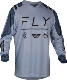 Fly Racing F-16 jersey in Arctic Grey and Stone, size large, lightweight motocross jersey with breathable fabric.