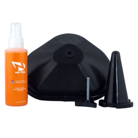 No Toil Airbox Cover for air filters, durable black plastic with ventilation slots, designed for motorcycle air intake protection