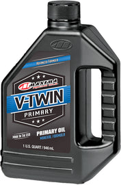 Maxima Primary V-Twin Oil 32oz bottle, orange cap and label, designed for motorcycle engine lubrication.