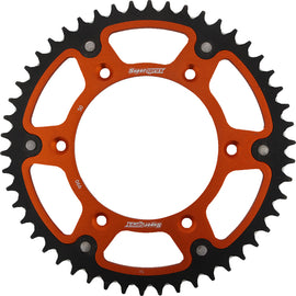 Supersprox rear stealth aluminum and steel motocross sprocket, 50-tooth for Husqvarna and KTM bikes, with a sleek black finish.