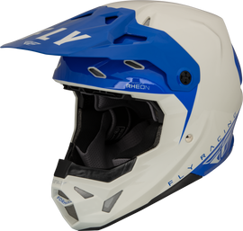 Fly Racing Formula CP Slant helmet in grey and blue, small size, with aerodynamic design and secure chin strap.