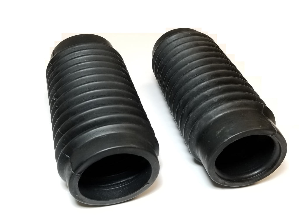 K&S Technologies suspension fork boots, pair, protective rubber covers for fork components, black color, durable material.