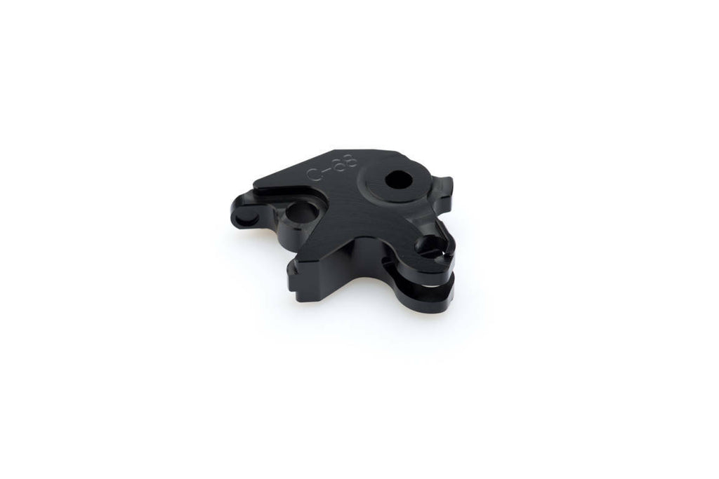 Black PUIG lever adapter clutch for motorcycle, showing detailed close-up of the lever attachment and textured surface.
