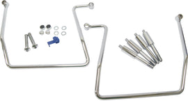HardDrive Chrome Saddlebag Supports for FXD motorcycle, luggage support brackets with a sleek chrome finish.
