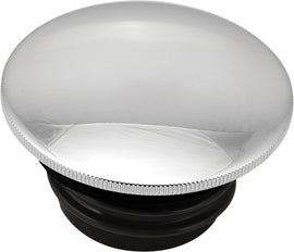 HardDrive chrome gas cap screw-in style, smooth non-vented design for 1996-2024 vehicles, durable automotive fuel tank accessory.