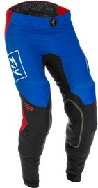 Fly Racing Lite Pants in red, white, and blue, size 28, featuring lightweight, durable motocross riding gear.