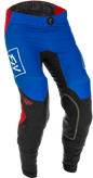 Fly Racing Lite Pants in red, white, and blue, size 28, featuring lightweight, durable motocross riding gear.