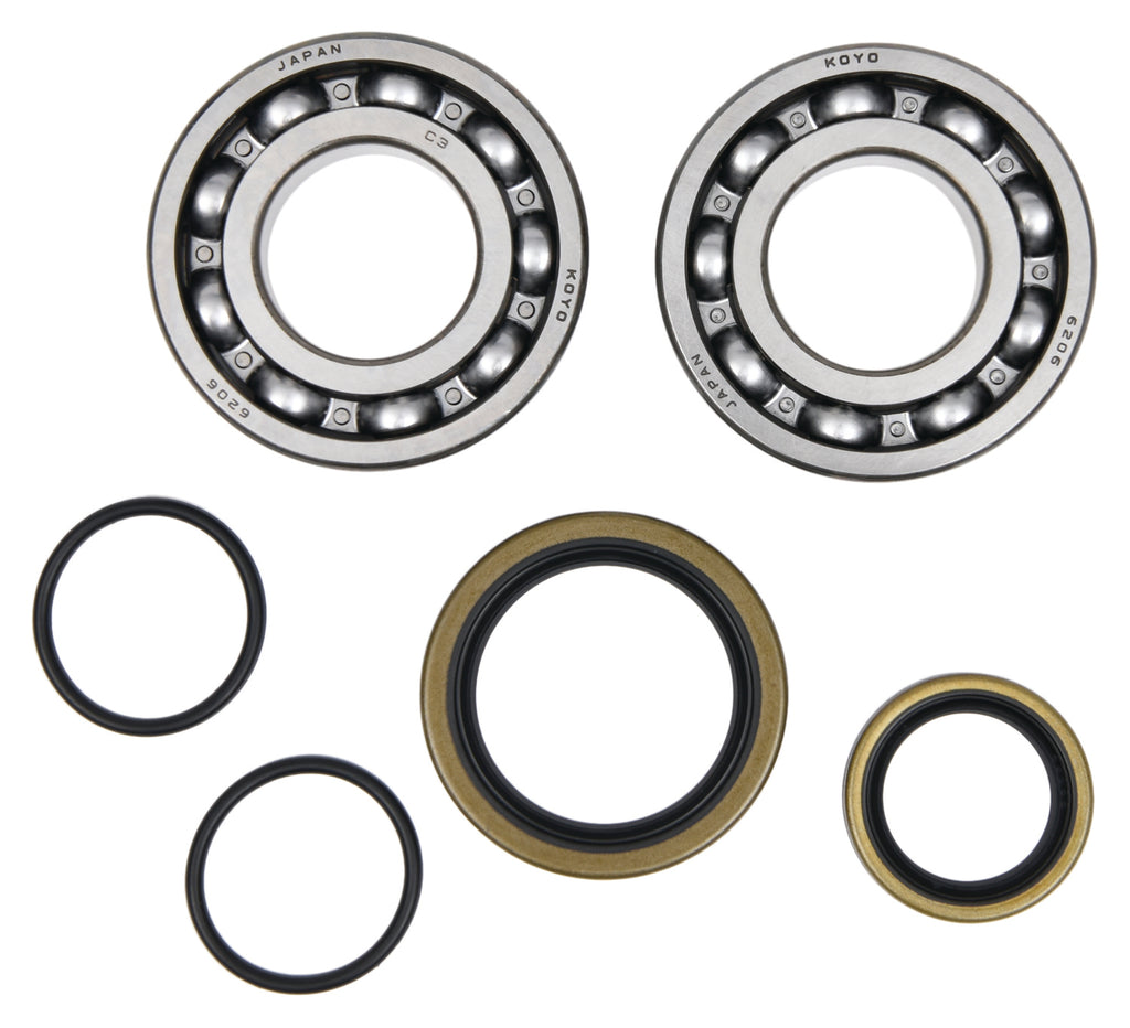 All Balls crankshaft bearing and seal kit 22-41128 with gaskets and seals for engine repair, shown with various components.