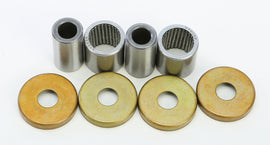 All Balls swingarm bearing kit 22-81133 for motorcycle suspension, showing bearings and components in a repair setting.