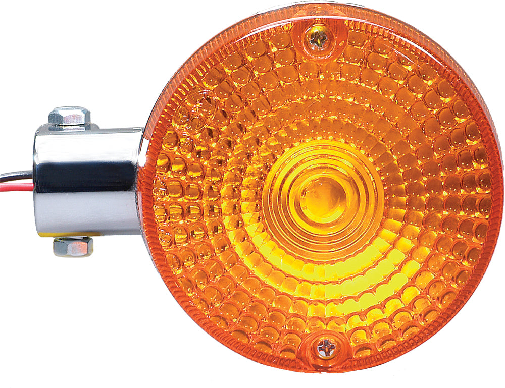 Front turn signal light by K&S Technologies for vehicle illumination, showing clear lens and mounting bracket.