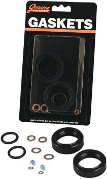 James Gasket seal kit for Harley Sportster FXR forks, includes gaskets and seals for fork assembly repair.